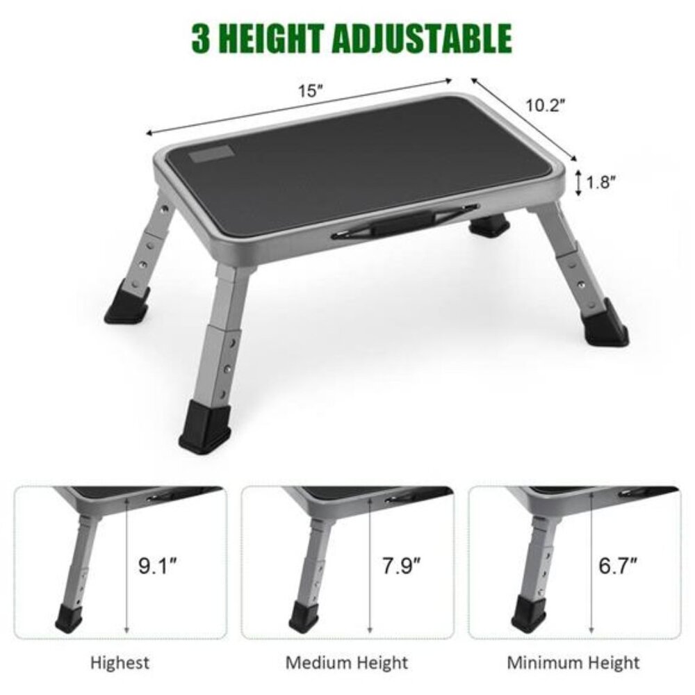 Foldable Step Stool, Adjustable Step Stool with a Non-Slip Platform, Step Ladder - Picture 2 of 7